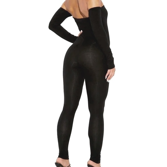 Fashion Nova Rayon Onesie Soothe Off On Shoulder Jumpsuit Leggings Sexy Bodycon - Picture 5 of 12